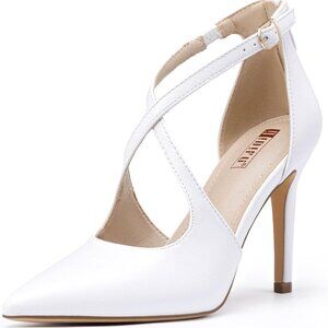 Women's Faux Leather Pumps 4-Inch Heels Pointed Toe Zipper Dress Shoes